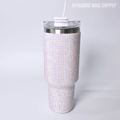 (White Rhinestone) Stainless Steel Tumbler (40oz)