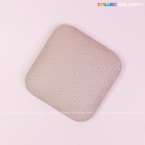 (Beige LV Engrave) Leather Elbow-rest Pad Arm Rest Support for Manicure Nail Desk