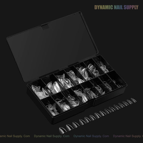 Sculpted Stiletto (Medium) Full Cover Soft-Gel Nail Tips (Black Box)