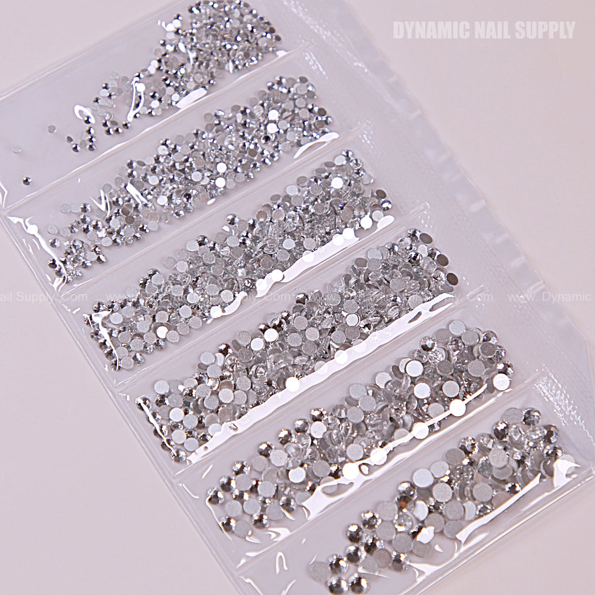 [Silver Silver-back] Rhinestone set Flat Silver Back 6 Round Shapes an ...