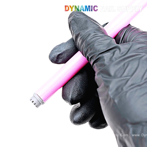 A hand in a black glove holds a Silicone Stamper Pen for Nail Art Design; DYNAMIC NAIL SUPPLY logo is at the top.