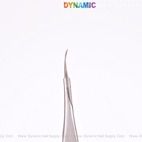 Close-up of NT1243 Professional Stainless Steel Advanced Cuticle Spring Scissors for precise cuticle care on white.