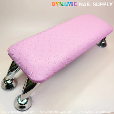 (Pink LV embossed) Manicure Armrest Hand rest with Leather Cushion Pillow (Reposabrazos Para Manicura)