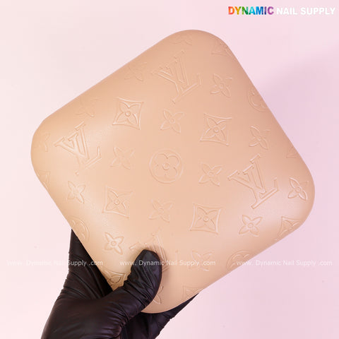 (Sesame Tan LV Engrave - Smooth skin) Elbow Rest Pillow for Nail Tech : Soft Pu Leather, Supportive, Built for Long Hours Usage