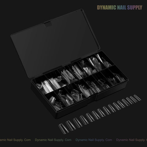 Sculpted Square (Long) Full Cover Soft-Gel Nail Tips (Black Box)