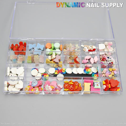 Mixed Fruit Hell0 K1tty Heart Candy Charm Box Set for Nail Art Design