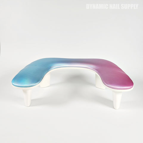 (Metallic Blue Pink) U-SHAPE Microfiber Leather Armrest with Cushion Pillow for Pedicure Manicure (Reposabrazos Para Manicura)