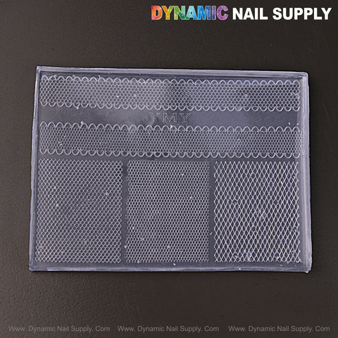Mixed Lace Patterns 3D silicone molds for DIY embossed nail art charms; DYNAMIC NAIL SUPPLY text above.