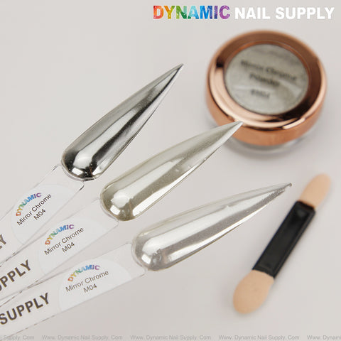 M04 Mirror Nail Chrome Powder - Light Silvery Gold High Pigmented Reflective Shiny Fine Powder
