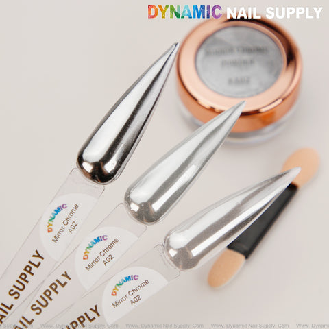Mirror Nail Chrome Powder A02 - Silver High Pigmented Reflective Shiny Fine Powder