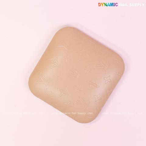 (Sesame Tan LV Engrave - Smooth skin) Elbow Rest Pillow for Nail Tech : Soft Pu Leather, Supportive, Built for Long Hours Usage