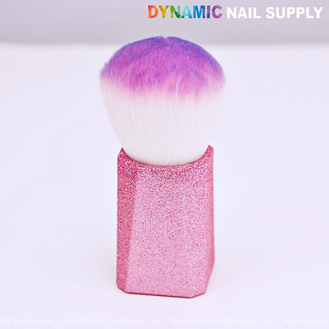 Ombre Pink Glitter Small Dust Brush by DYNAMIC NAIL SUPPLY, ideal for cleaning up acrylic nails and powder removal.
