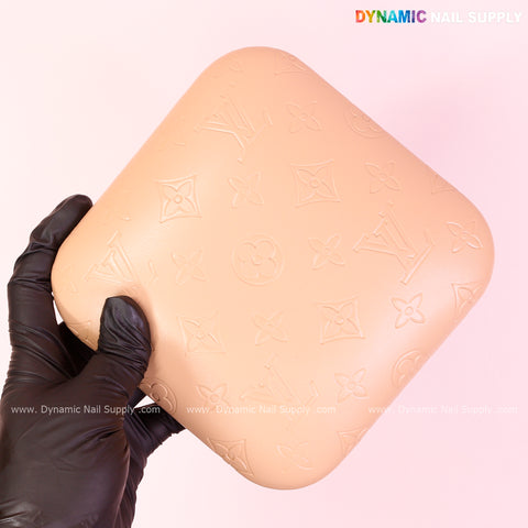 (Sesame Tan LV Engrave - Smooth skin) Elbow Rest Pillow for Nail Tech : Soft Pu Leather, Supportive, Built for Long Hours Usage