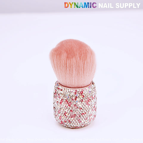 The AB-Pink Rhinestone Small Dust Brush is perfect for cleaning acrylic nails and removing powder.