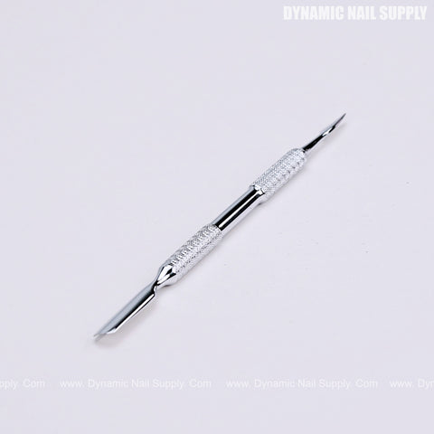 Stainless Steel LRIS Cuticle Pusher Nail Tool with 2 Ends - Cuticle Remover Trimmer Spoon and Knife Shaped for Manicure and Pedicure - Non-Slip Handle