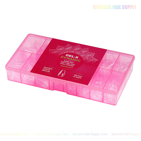 Natural Coffin (Medium) Full Cover Soft-Gel Nail Tips (Pink Box)