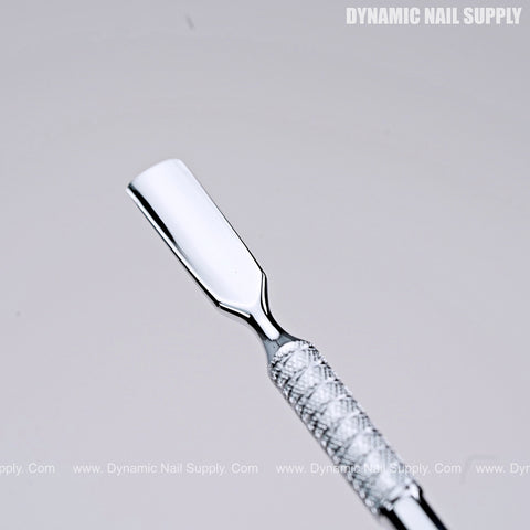 Stainless Steel LRIS Cuticle Pusher Nail Tool with 2 Ends - Cuticle Remover Trimmer Spoon and Knife Shaped for Manicure and Pedicure - Non-Slip Handle