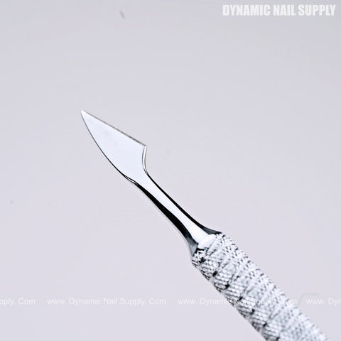 Stainless Steel LRIS Cuticle Pusher Nail Tool with 2 Ends - Cuticle Remover Trimmer Spoon and Knife Shaped for Manicure and Pedicure - Non-Slip Handle