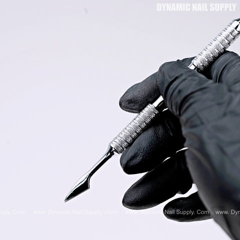 Stainless Steel LRIS Cuticle Pusher Nail Tool with 2 Ends - Cuticle Remover Trimmer Spoon and Knife Shaped for Manicure and Pedicure - Non-Slip Handle