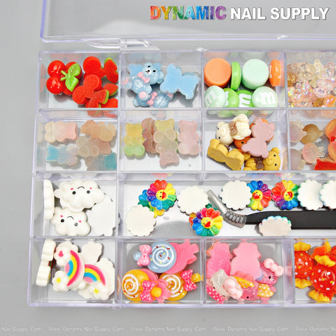 Mixed Fruit Hell0 K1tty Heart Candy Charm Box Set for Nail Art Design