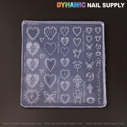 Mixed Style Heart & Butterfly 3D Nail Art Silicone Mold for Custom Embossed Charms, DIY Nail Decoration Tools.