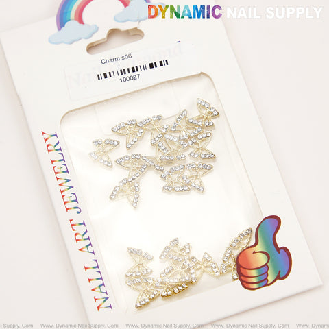 20pcs Silver Rhinestone Gold Butterflies Shape Charms for Nails Gems, Nail Art Decorations