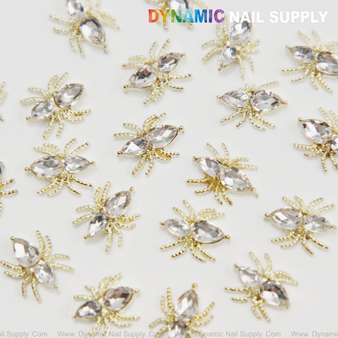 20 pcs Gold and Silver Spider Nail Charms - Halloween Nail Art DIY Design Seasonal Charm