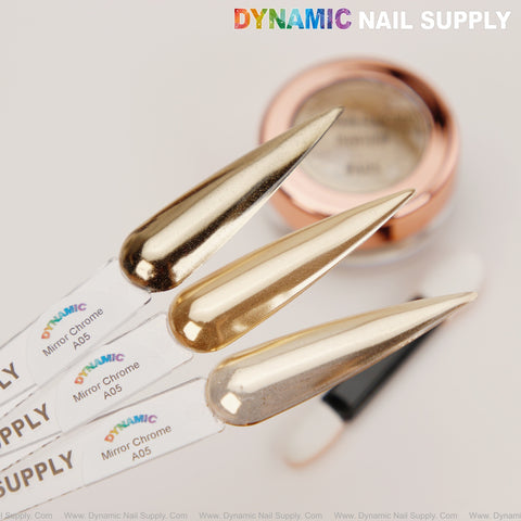 Mirror Nail Chrome Powder A05 - Gold High Pigmented Reflective Shiny Fine Powder