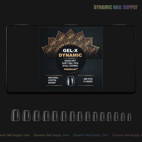 Natural Coffin (Short) Full Cover Soft-Gel Nail Tips (Black Box)