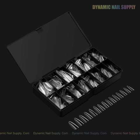 Natural Almond (Long) Full Cover Soft-Gel Nail Tips (Black Box)