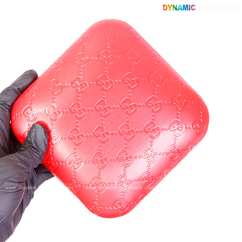 (Red GC Engrave) Leather Elbow Pillow Pad Arm Rest Support for Manicure Nail Desk
