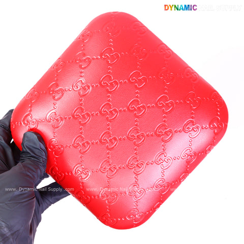 (Red GC Engrave) Leather Elbow Pillow Pad Arm Rest Support for Manicure Nail Desk