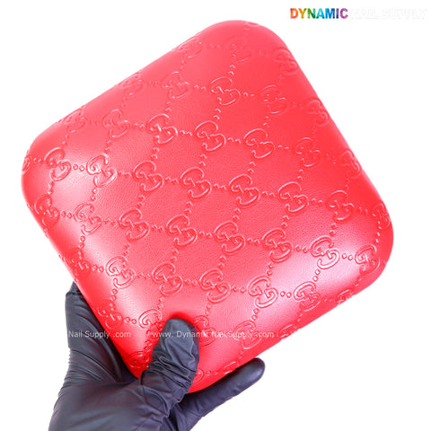 (Red GC Engrave) Leather Elbow Pillow Pad Arm Rest Support for Manicure Nail Desk