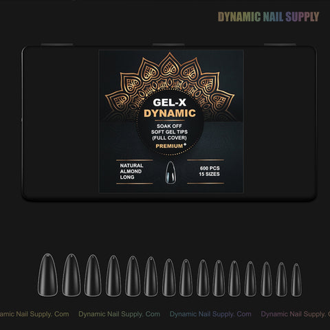 Natural Almond (Long) Full Cover Soft-Gel Nail Tips (Black Box)