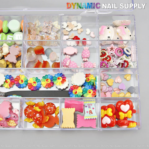 Mixed Fruit Hell0 K1tty Heart Candy Charm Box Set for Nail Art Design