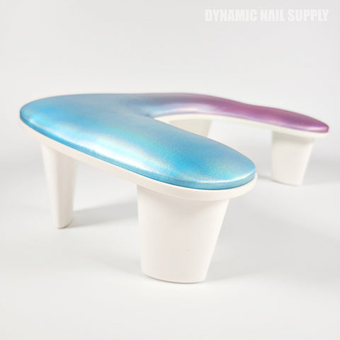 (Metallic Blue Pink) U-SHAPE Microfiber Leather Armrest with Cushion Pillow for Pedicure Manicure (Reposabrazos Para Manicura)