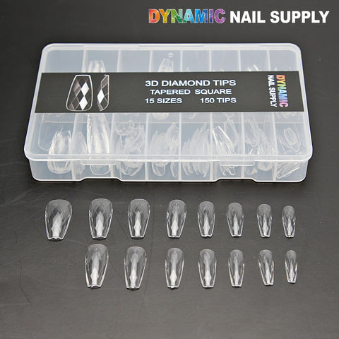 Tapered Square 3D Diamond Tips - 150pcs 15 sizes