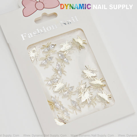 20 pcs Gold and Silver Spider Nail Charms - Halloween Nail Art DIY Design Seasonal Charm