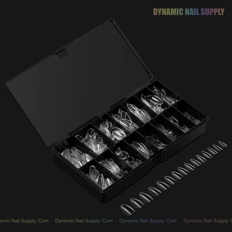 Sculpted Almond (Medium) Full Cover Soft-Gel Nail Tips (Black Box)