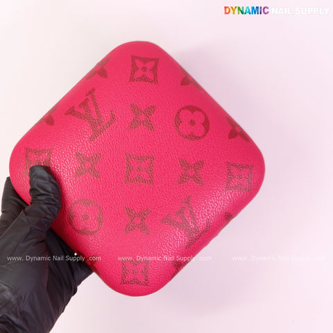 (Hot Pink & Brown LV - Grain) Elbow Pad for Nail Tech : Soft Pu Leather, Supportive, Built for Long Hours