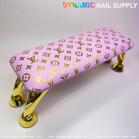 (Pink&Gold LV Pattern) Leather Armrest Cushion Pillow for Pedicure Manicure (Reposabrazos Para Manicura)