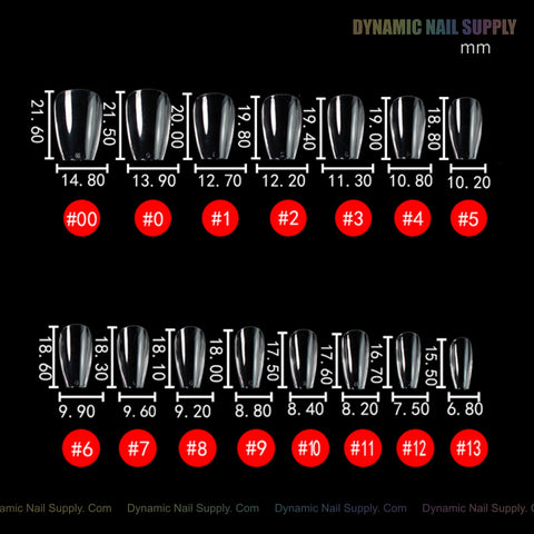 Thirteen Natural Coffin (Short) Soft-Gel Nail Tips, sizes #00–#13—ideal for Gel-X lovers. Pink Box.