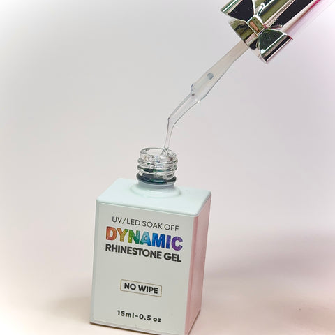 Thick 3D No-Wipe Rhinestone glue Gel in Bottle (+ Liner Brush) for Nail art Design & Chrome application