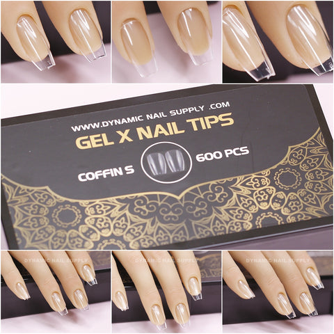 [Coffin S] Full Cover Tips - Soft Gel X tips - 600 pcs - Short length - 11 sizes
