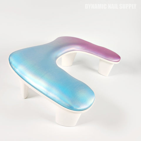(Metallic Blue Pink) U-SHAPE Microfiber Leather Armrest with Cushion Pillow for Pedicure Manicure (Reposabrazos Para Manicura)