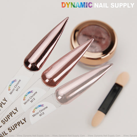 M12 Mirror Nail Chrome Powder - Light Pink High Pigmented Reflective Shiny Fine Powder
