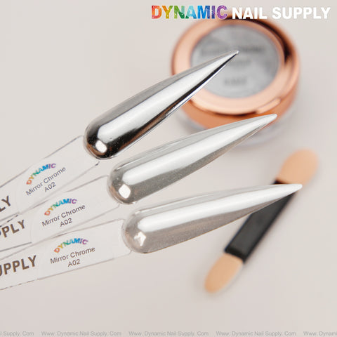 Mirror Nail Chrome Powder A02 - Silver High Pigmented Reflective Shiny Fine Powder