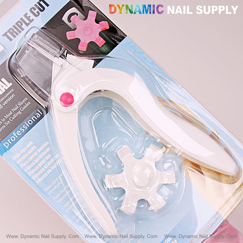 Nail Tip Cutter With Measure Spacers in DYNAMIC NAIL SUPPLY packaging on a blue and white background.