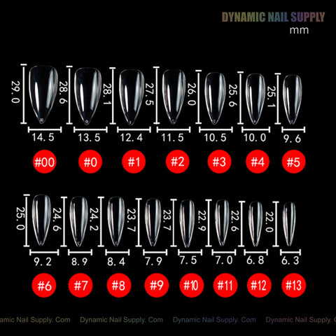 Sculpted Stiletto (Long) Full Cover Soft-Gel Nail Tips (Black Box)