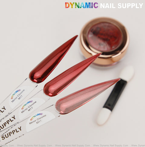 M17 Mirror Nail Chrome Powder - Red High Pigmented Reflective Shiny Fine Powder